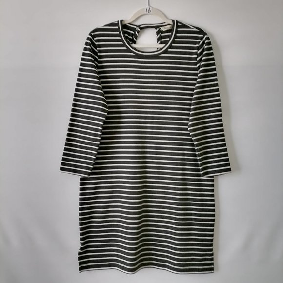 Madewell Dresses & Skirts - Madewell Womens Black & White 3/4 Sleeve Round Neck Striped T-Shirt Dress Size L